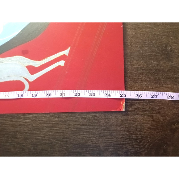 Vintage Art Deco Style Painting Woman with Greyhounds 28x22 Board - Picture 4 of 5